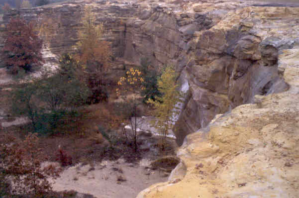 High wall with waterfall