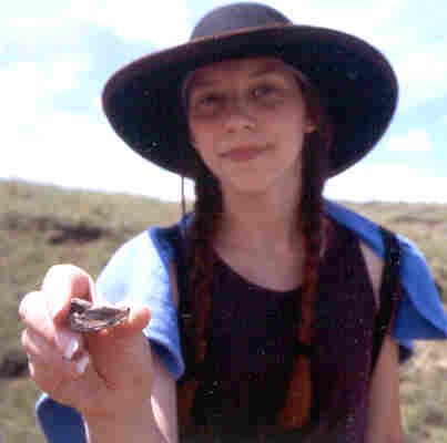 Gina with fossil tooth